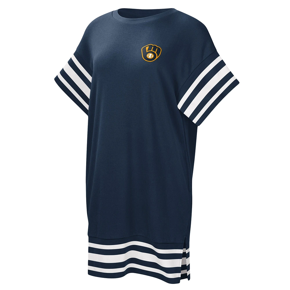 Robe t-shirt Cascade Touch Milwaukee Brewers femme de coloris bleu marine