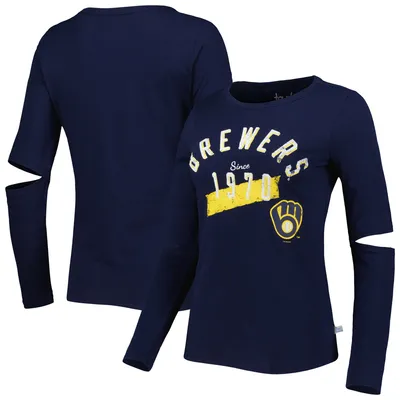 Women's Navy, White Milwaukee Brewers Setter T-shirt