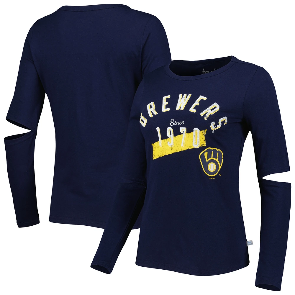 T-shirt à manches longues Touch Navy Milwaukee Brewers Formation pour femme