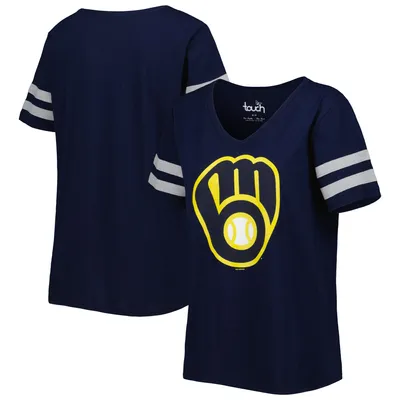 Milwaukee Brewers Touch Women's Triple Play V-Neck T-Shirt - Navy