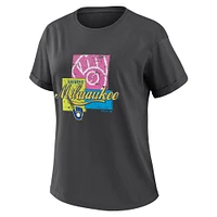 T-shirt boyfriend anthracite Milwaukee Brewers Domestic Box Color pour femme WEAR by Erin Andrews