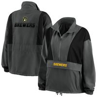 Women's WEAR by Erin Andrews Charcoal Milwaukee Brewers Packable Half-Zip Jacket