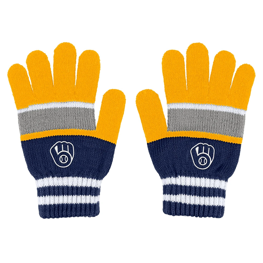 WEAR by Erin Andrews Ensemble gants et écharpe à rayures des Milwaukee Brewers pour femmes