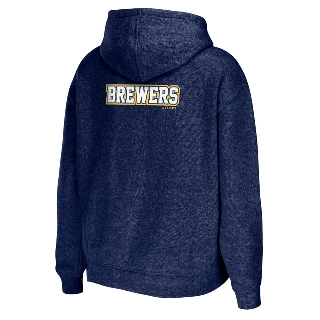 Sweat à capuche zippé WEAR by Erin Andrews bleu marine Milwaukee Brewers pour femmes