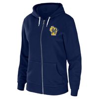 Women's WEAR by Erin Andrews Navy Milwaukee Brewers Sponge Fleece Full-Zip Hoodie