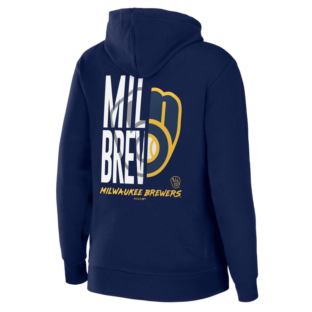 Women's WEAR by Erin Andrews Navy Milwaukee Brewers Sponge Fleece Full-Zip Hoodie