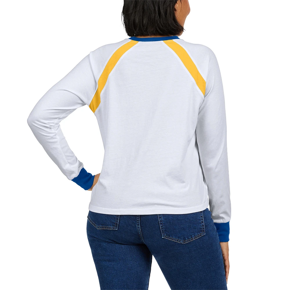 Women's WEAR by Erin Andrews White Milwaukee Brewers Raglan Long Sleeve T-Shirt