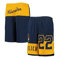 Youth Christian Yelich Navy Milwaukee Brewers Pandemonium Name & Number Shorts