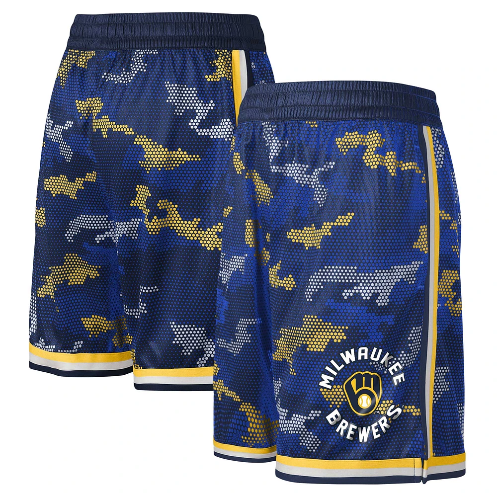 Youth Fanatics Navy Milwaukee Brewers Tech Runner Shorts