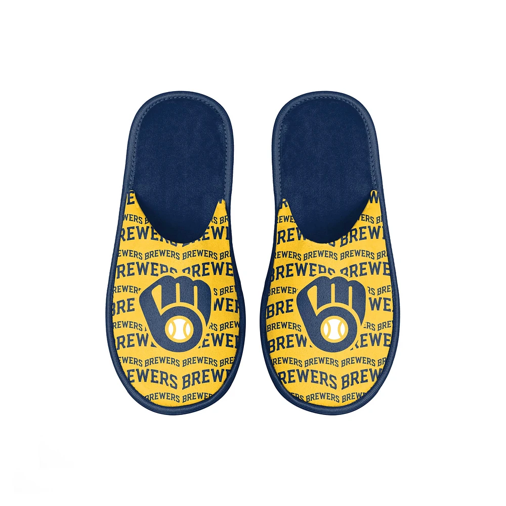 Chaussons FOCO Milwaukee Brewers Scuff Wordmark Slide pour jeune