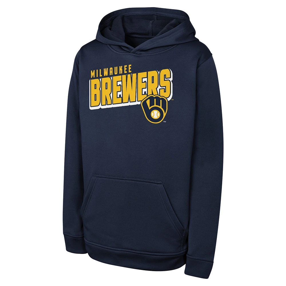 Sweat à capuche Cyber ​​Punk bleu marine pour jeunes Milwaukee Brewers