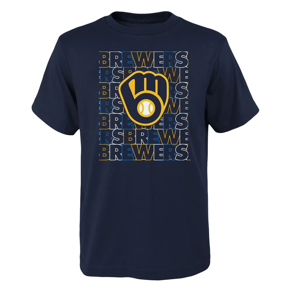 Lids Milwaukee Brewers Youth Letterman T-Shirt - Navy