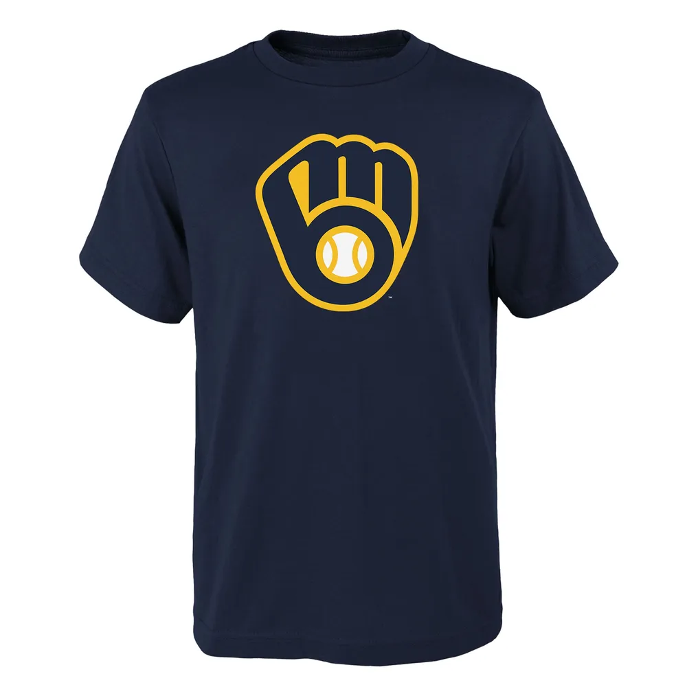 Women's Fanatics Branded Navy Milwaukee Brewers Logo Fitted T-Shirt