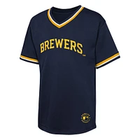 Youth Navy Milwaukee Brewers Relief Pitcher V-Neck T-Shirt
