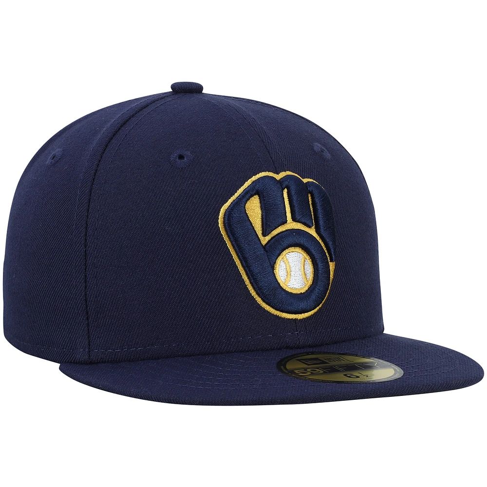 Casquette ajustée New Era Milwaukee Brewers Authentic Collection On Field 59FIFTY bleu marine pour jeune