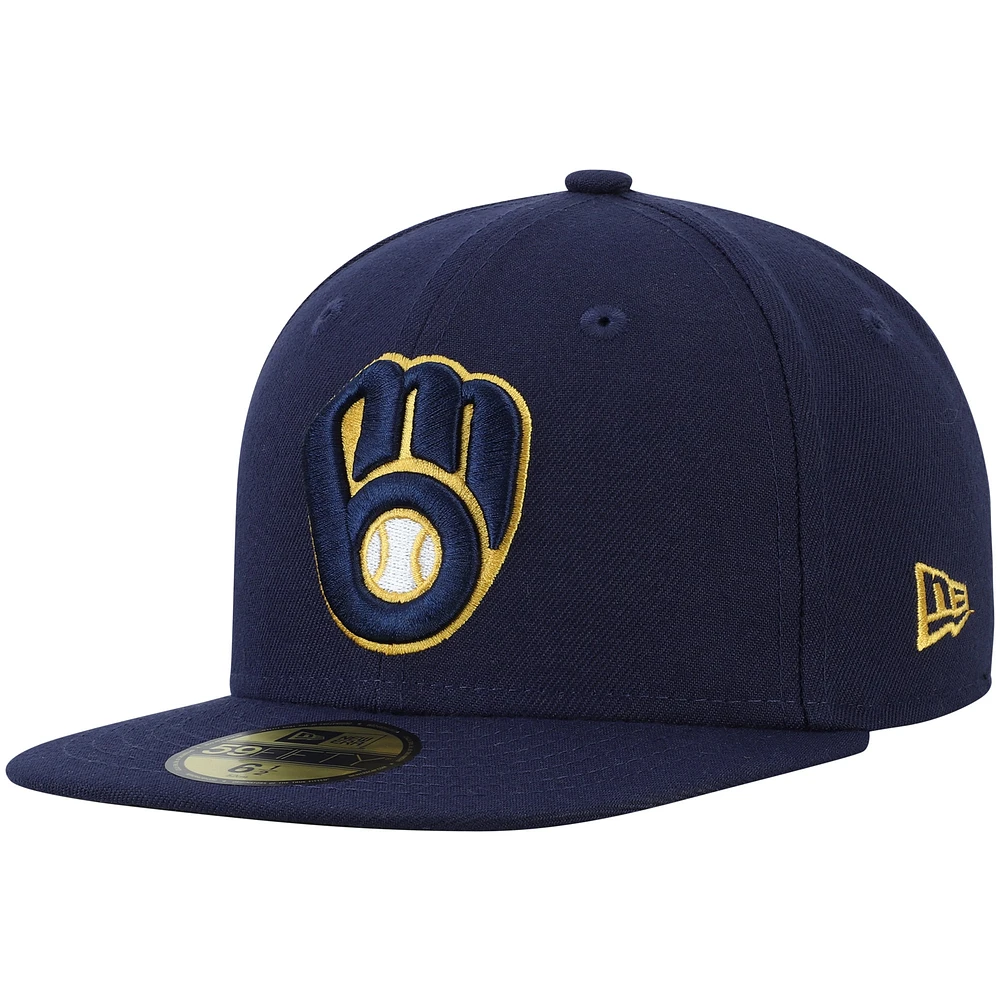 Casquette ajustée New Era Milwaukee Brewers Authentic Collection On Field 59FIFTY bleu marine pour jeune