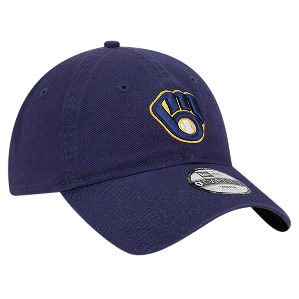 Casquette réglable couleur 9TWENTY de l'équipe des Milwaukee Brewers de Milwaukee New Era pour jeunes, bleu marine