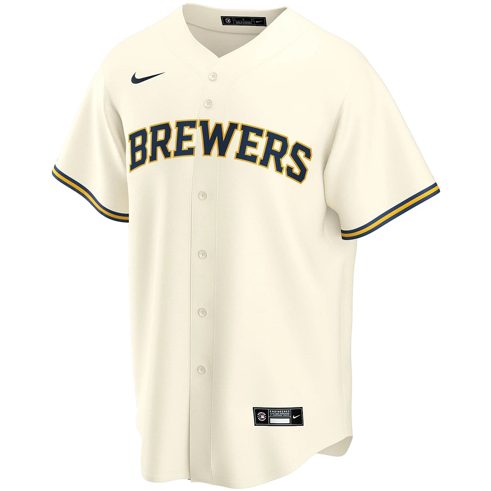 Maillot de joueur Nike Christian Yelich crème Milwaukee Brewers Alternate Replica Player pour jeune