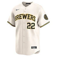 Maillot de joueur Nike Christian Yelich crème Milwaukee Brewers Home Limited pour jeune