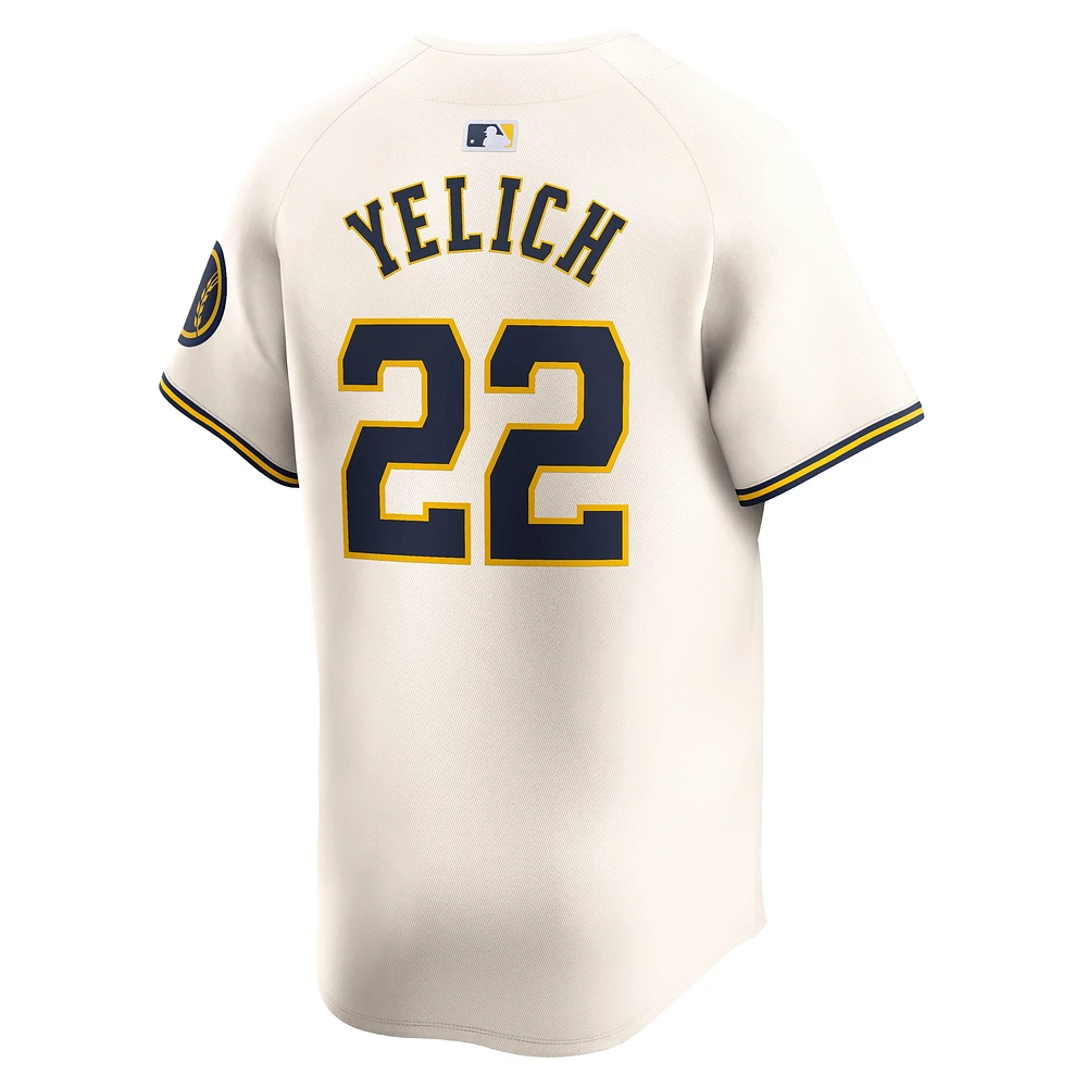 Maillot de joueur Nike Christian Yelich crème Milwaukee Brewers Home Limited pour jeune