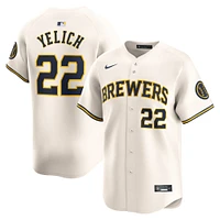 Maillot de joueur Nike Christian Yelich crème Milwaukee Brewers Home Limited pour jeune