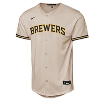 Maillot de joueur Nike Christian Yelich Cream Milwaukee Brewers Home Replica 2.0 pour jeunes
