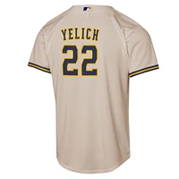 Maillot de joueur Nike Christian Yelich Cream Milwaukee Brewers Home Replica 2.0 pour jeunes