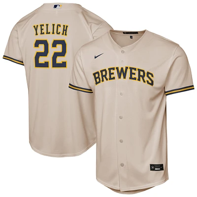 Maillot de joueur Nike Christian Yelich Cream Milwaukee Brewers Home Replica 2.0 pour jeunes