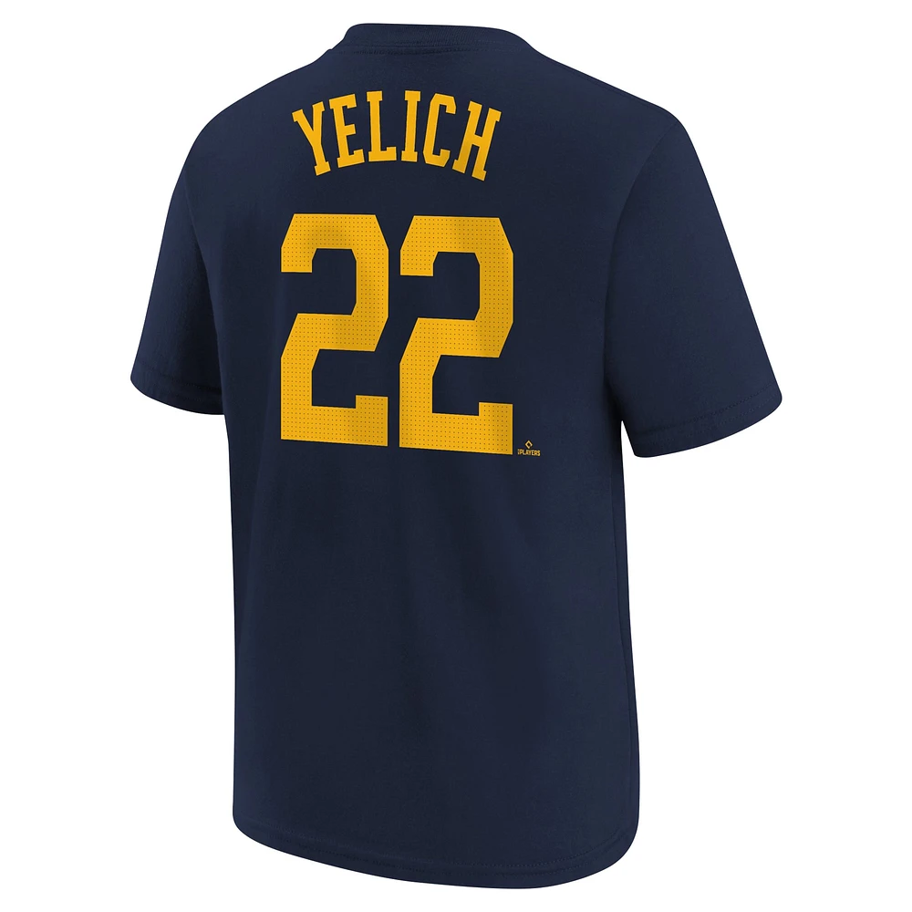 Youth Nike Christian Yelich Navy Milwaukee Brewers Home Player Name & Number T-Shirt