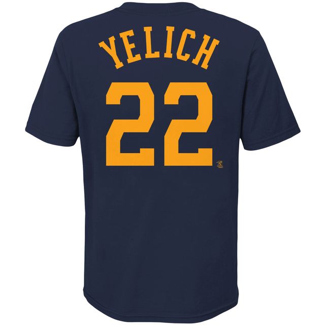 T-shirt avec nom et numéro du joueur des Milwaukee Brewers Nike Christian Yelich pour jeune, bleu marine