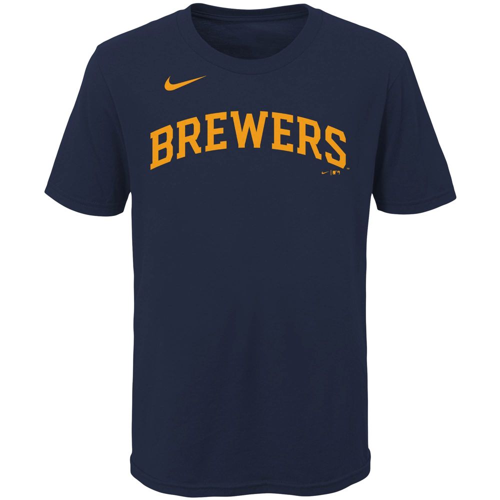 Youth Nike Christian Yelich Navy Milwaukee Brewers Player Name & Number - T-Shirt