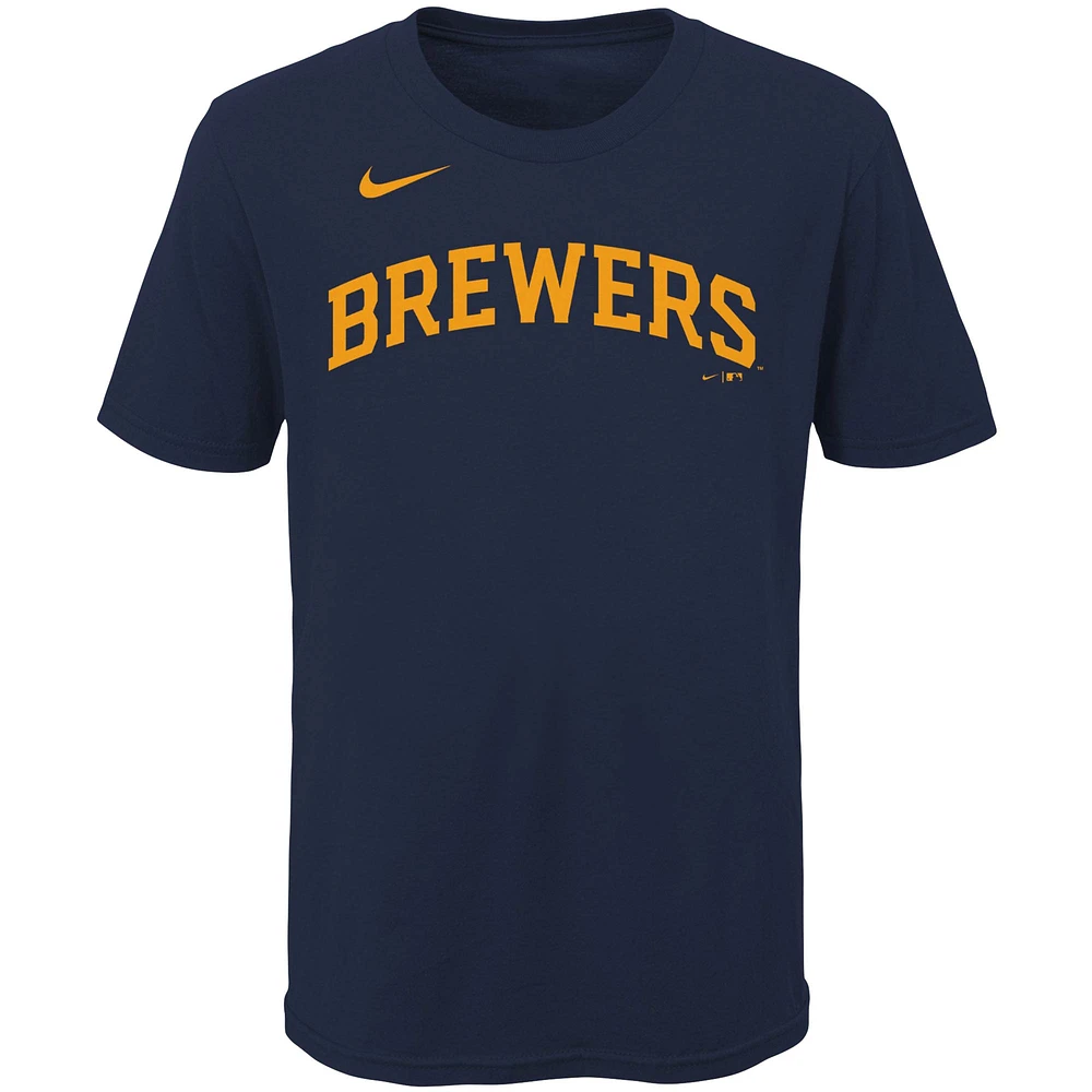 Youth Nike Christian Yelich Navy Milwaukee Brewers Player Name & Number - T-Shirt