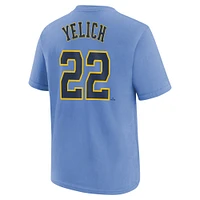 Youth Nike Christian Yelich Powder Blue Milwaukee Brewers Fuse City Connect Name & Number T-Shirt