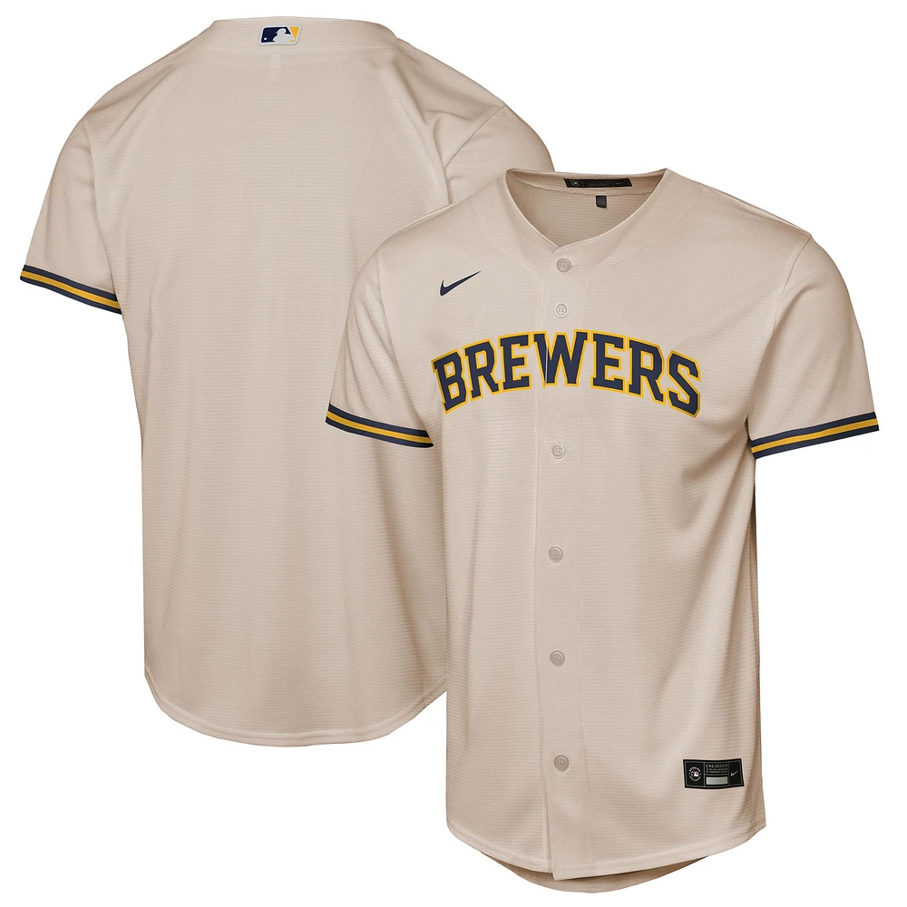 Youth Nike  Cream Milwaukee Brewers Home Replica 2.0 Jersey