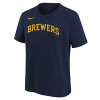 T-shirt Nike Jackson Chourio bleu marine avec nom et numéro des Milwaukee Brewers