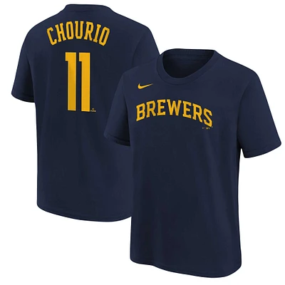 T-shirt Nike Jackson Chourio bleu marine avec nom et numéro des Milwaukee Brewers