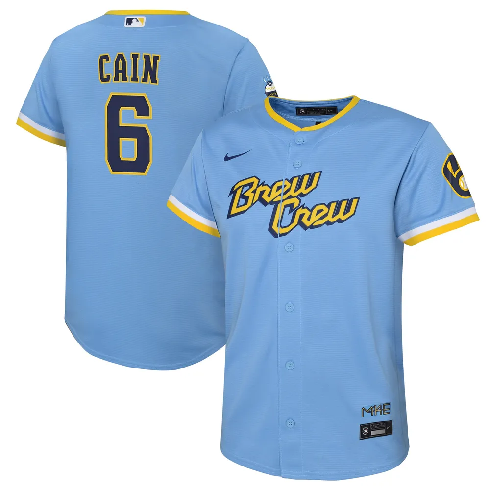 Nike Kids' Youth Lorenzo Cain Powder Blue Milwaukee Brewers 2022 City  Connect Replica Player Jersey