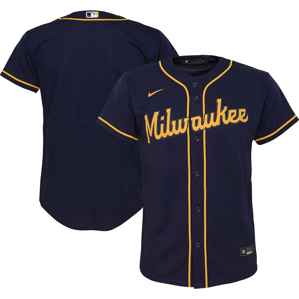 Youth Nike Navy Milwaukee Brewers Alternate Replica Team - Jersey