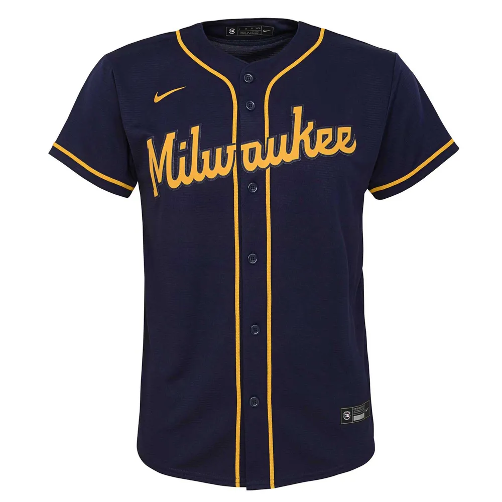 Youth Nike Navy Milwaukee Brewers Alternate Replica Team - Jersey