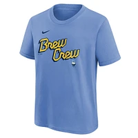 Youth Nike  Powder Blue Milwaukee Brewers City Connect Wordmark T-Shirt