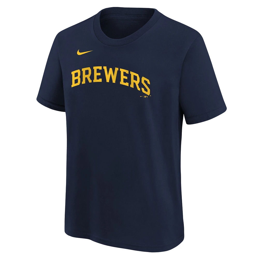 T-shirt avec nom et numéro de joueur des Milwaukee Brewers Nike Rowdy Tellez bleu marine pour jeune