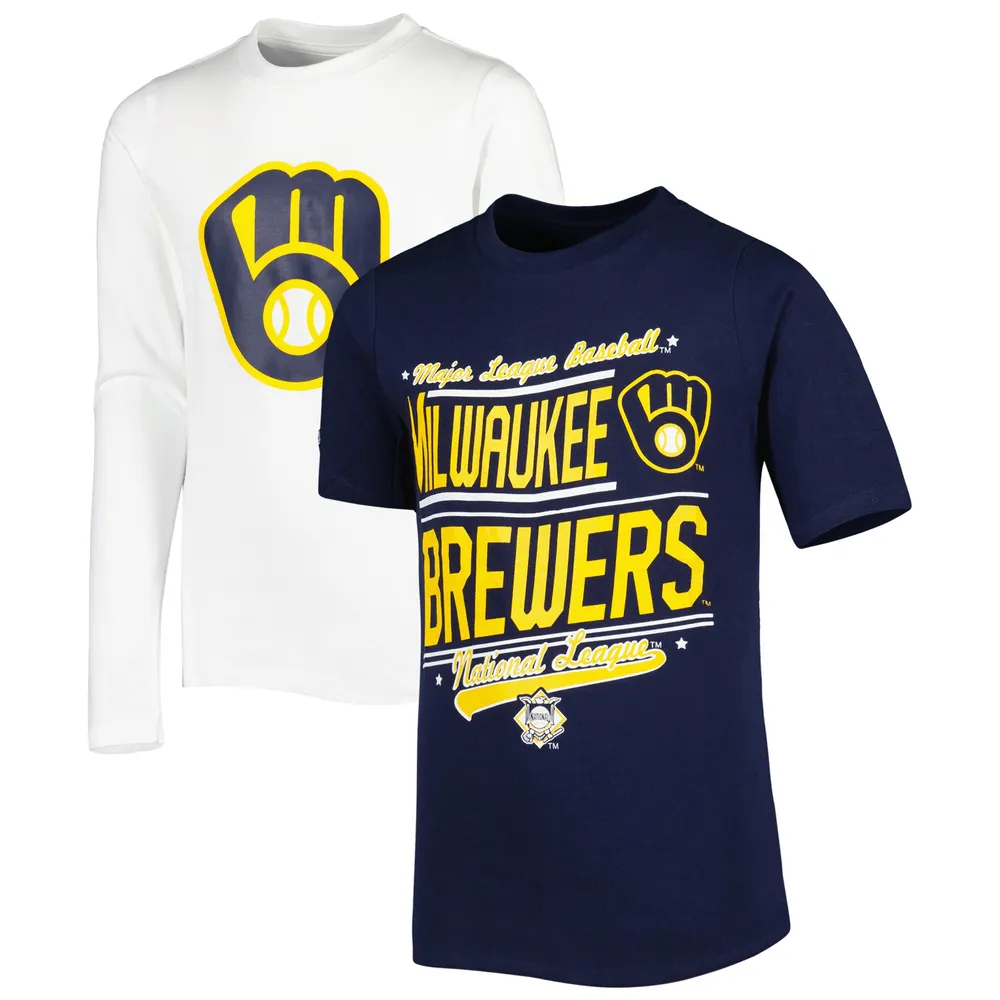 Lids Milwaukee Brewers Stitches Youth Combo T-Shirt Set - Navy/White