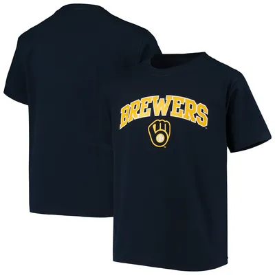 Men's Milwaukee Brewers Stitches Navy Button-Down Raglan