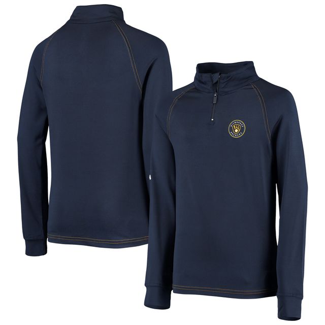 Blouson raglan bleu marine Milwaukee Brewers à quart de zip pour jeunes Stitches