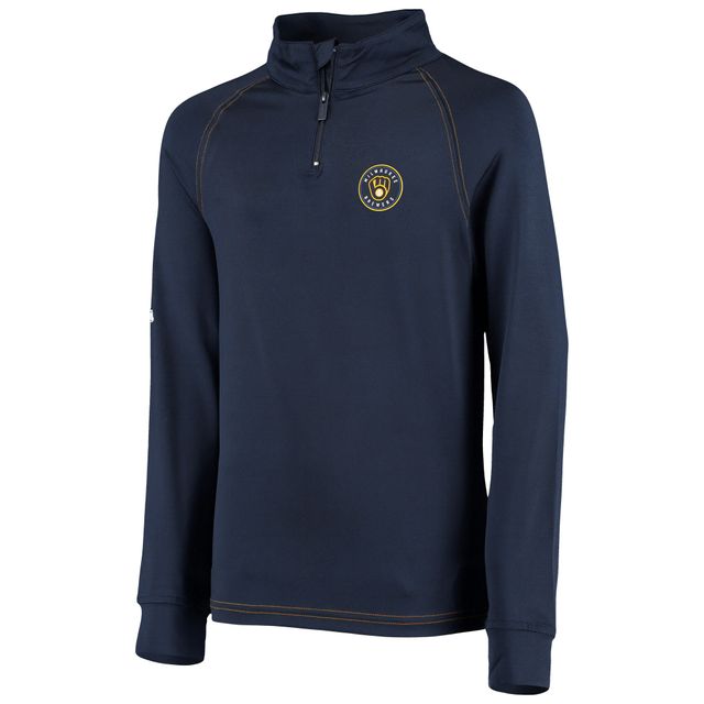 Blouson raglan bleu marine Milwaukee Brewers à quart de zip pour jeunes Stitches