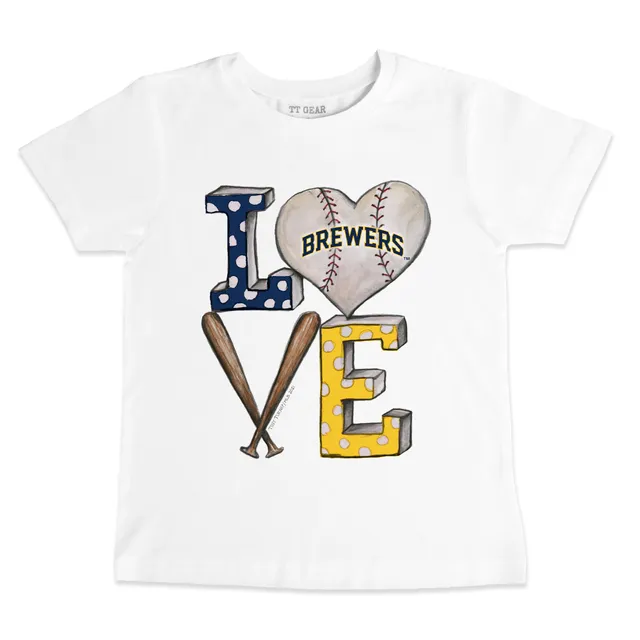 Lids Milwaukee Brewers Tiny Turnip Women's Heart Banner 3/4-Sleeve Raglan T- Shirt - White/Navy