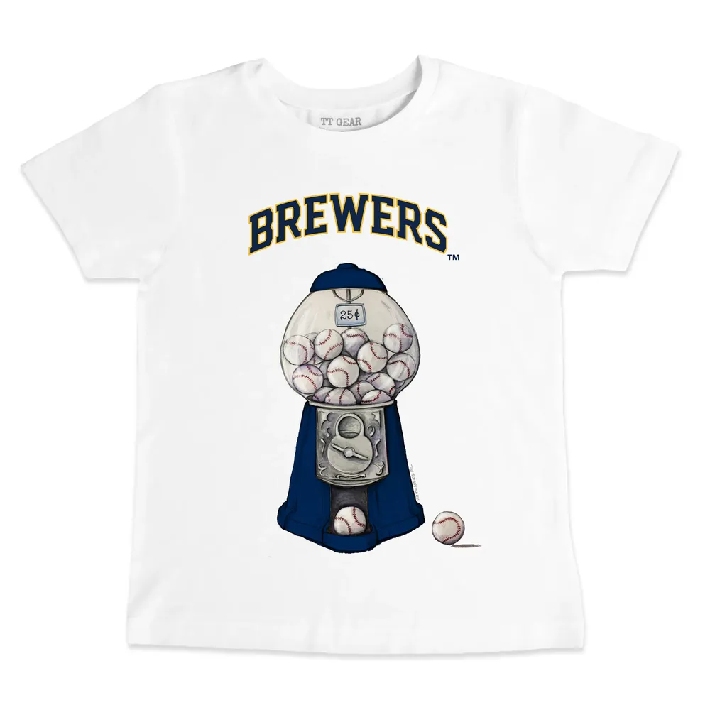 Youth Tiny Turnip Navy Milwaukee Brewers Base Stripe T-Shirt Size: Medium