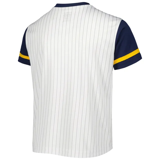 MLB Productions Youth White/Navy Milwaukee Brewers V-Neck T-Shirt