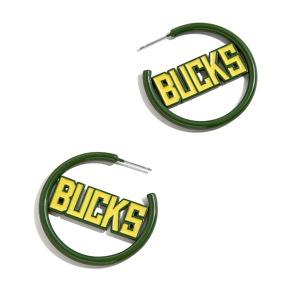 BaubleBar Milwaukee Bucks Boucles d'oreilles créoles en émail