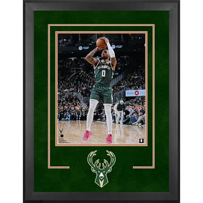 Damian Lillard Milwaukee Bucks Autographed Deluxe Framed 16" x 20" Jump Shot Photograph